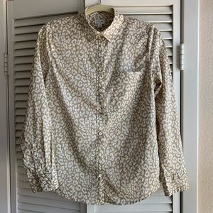 J. Crew Leopard Print Cotton Button Down Shirt